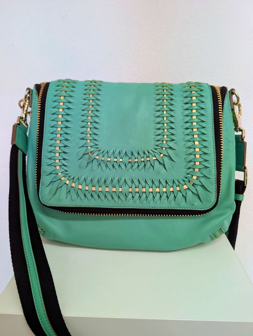 Anya Hindmarch Mint Green Leather Satchel Crossbody Bag