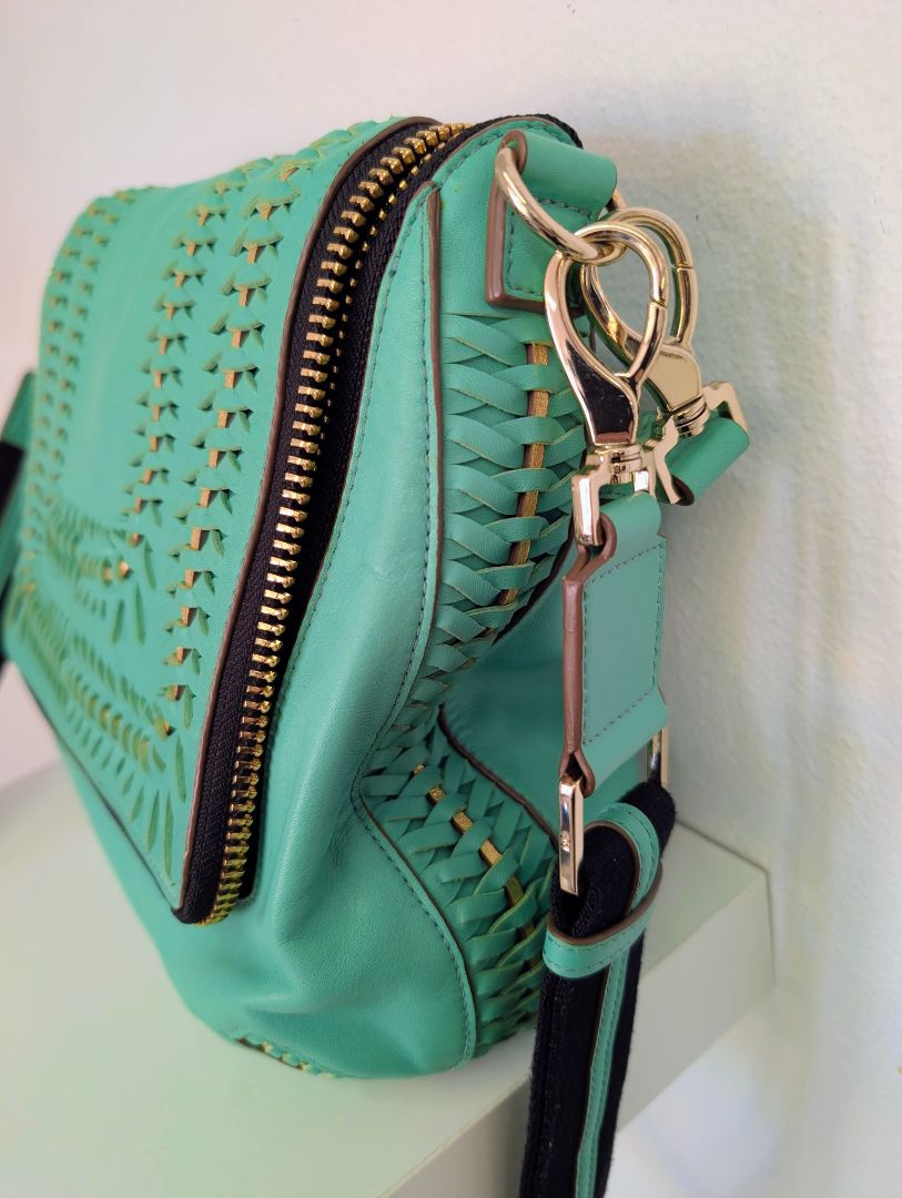 Anya Hindmarch Mint Green Leather Satchel Crossbody Bag