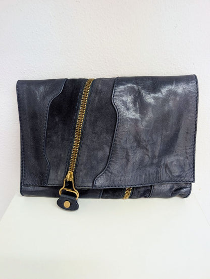 Jimmy Choo Navy Leather Clutch Bag