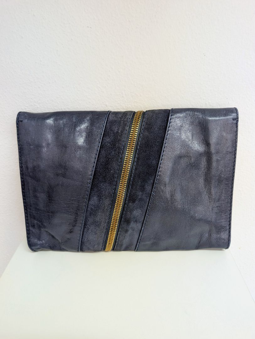 Jimmy Choo Navy Leather Clutch Bag