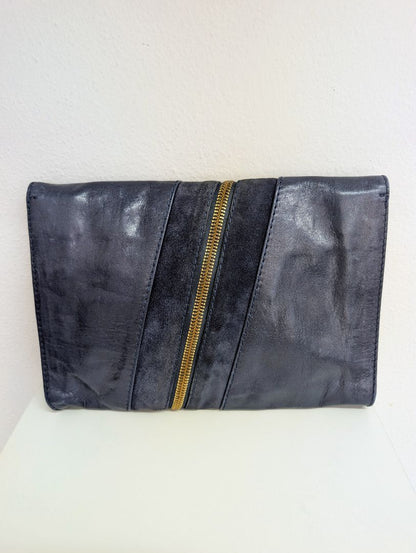 Jimmy Choo Navy Leather Clutch Bag
