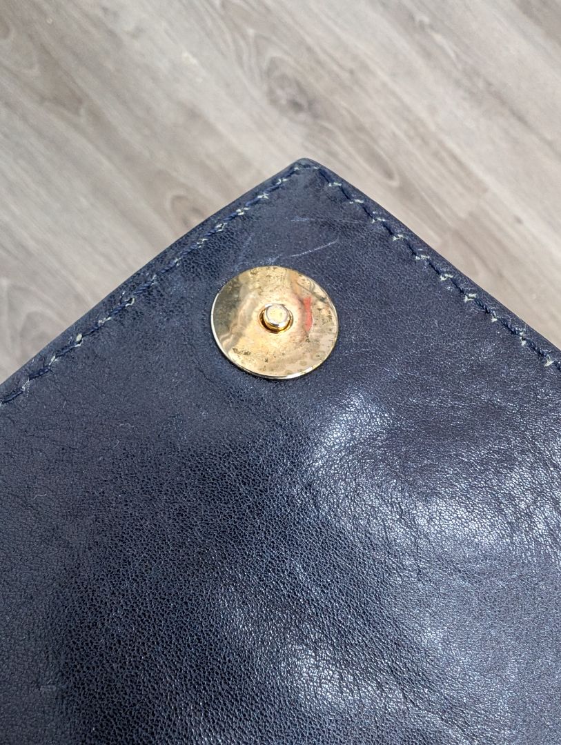Jimmy Choo Navy Leather Clutch Bag