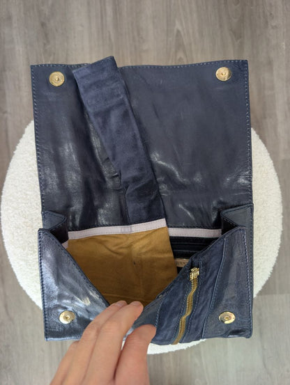 Jimmy Choo Navy Leather Clutch Bag