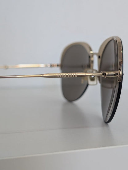 Miu Miu Gold Mirror Aviator Sunglasses
