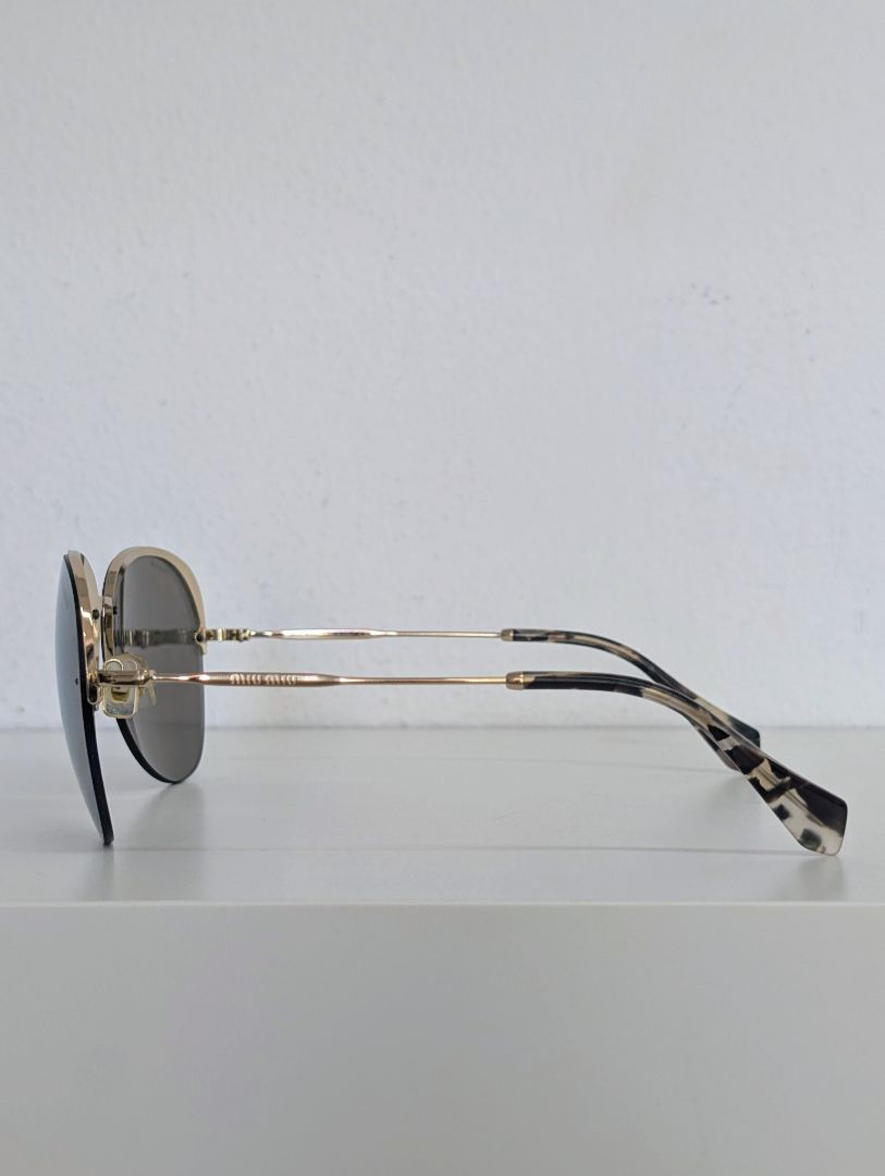 Miu Miu Gold Mirror Aviator Sunglasses