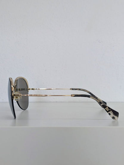 Miu Miu Gold Mirror Aviator Sunglasses