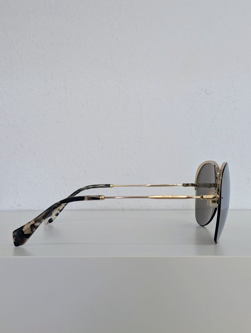 Miu Miu Gold Mirror Aviator Sunglasses