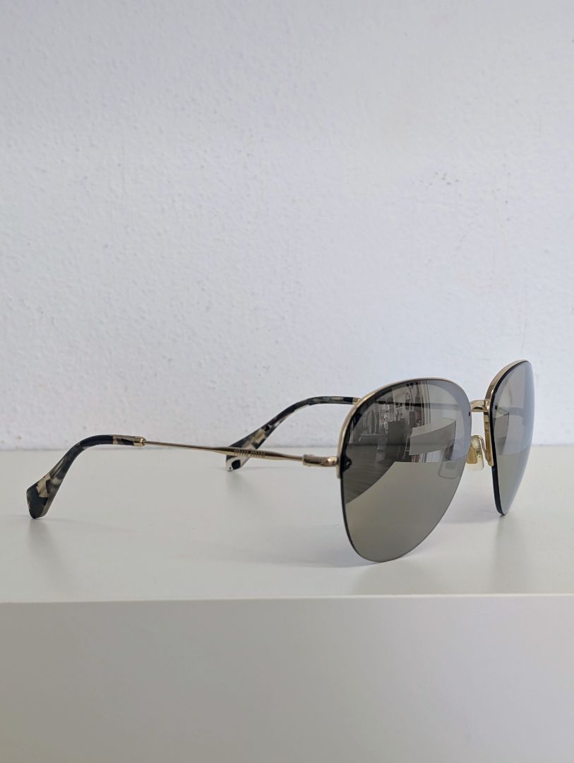 Miu Miu Gold Mirror Aviator Sunglasses