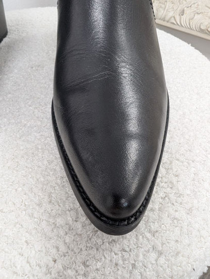 Paul Green Black Leather Ankle Boots. Size 38.