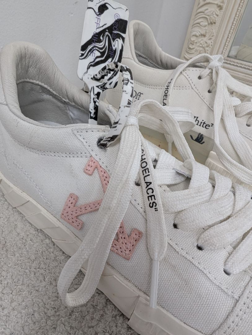 Off White Vulcanized Eco Canvas Sneaker. Size 39.