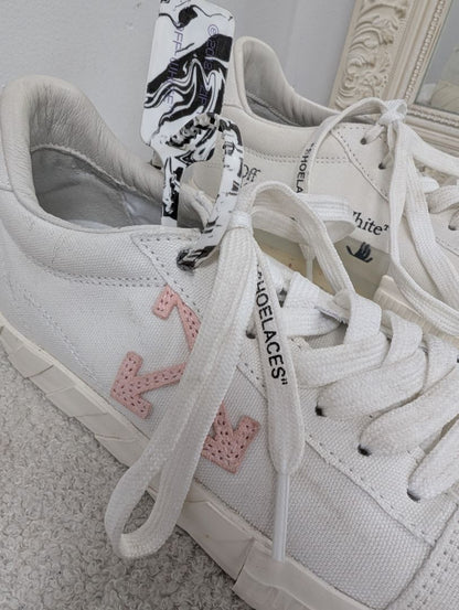 Off White Vulcanized Eco Canvas Sneaker. Size 39.