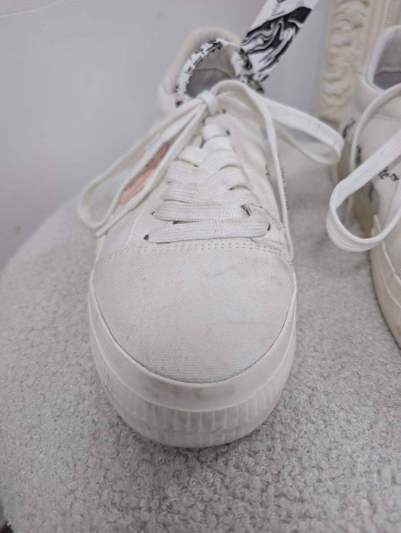 Off White Vulcanized Eco Canvas Sneaker. Size 39.