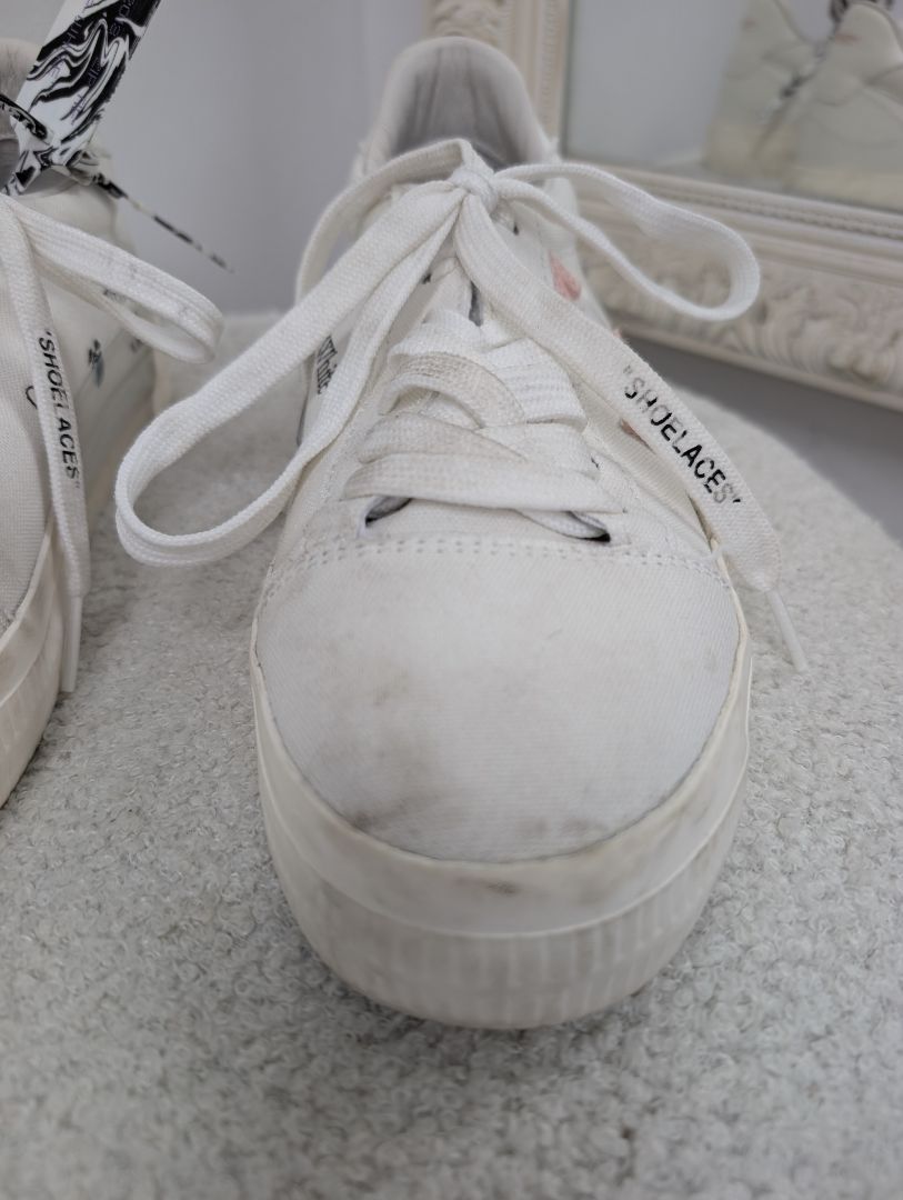 Off White Vulcanized Eco Canvas Sneaker. Size 39.