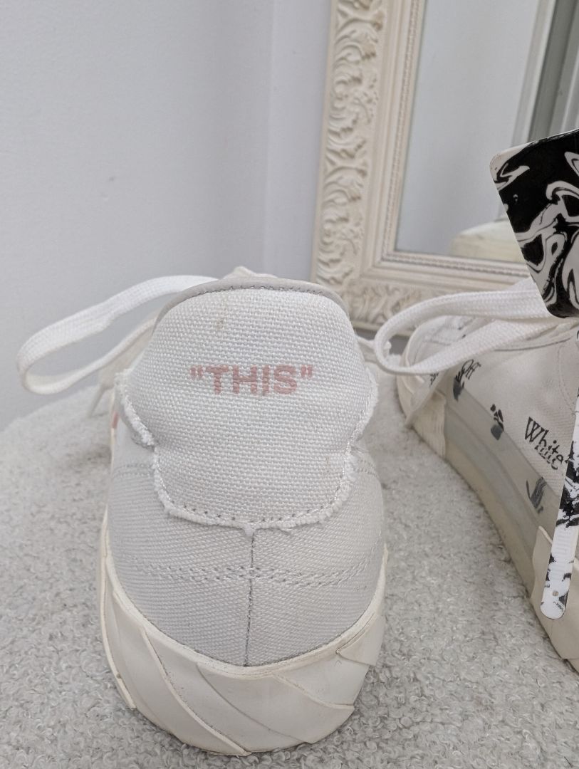 Off White Vulcanized Eco Canvas Sneaker. Size 39.