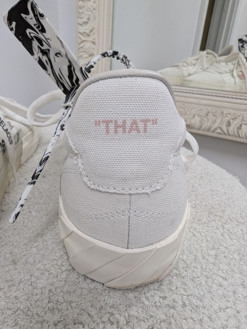 Off White Vulcanized Eco Canvas Sneaker. Size 39.