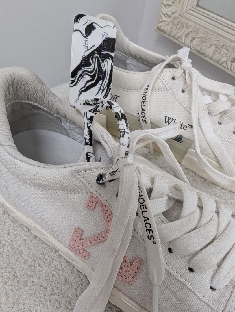Off White Vulcanized Eco Canvas Sneaker. Size 39.