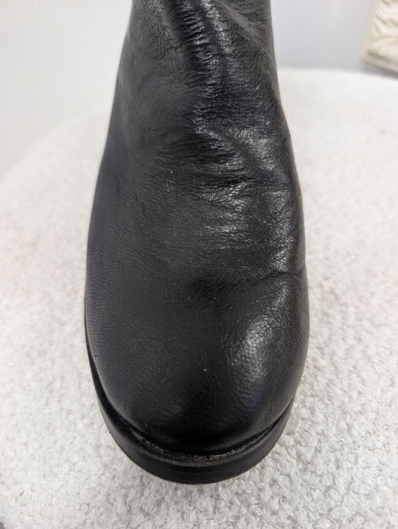 Nylon Black Leather Ankle Boots. Size 40.
