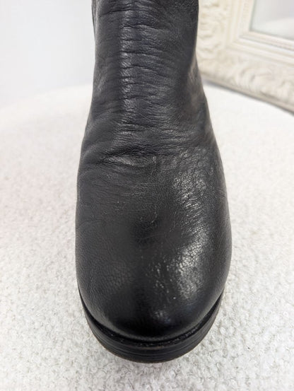 Nylon Black Leather Ankle Boots. Size 40.