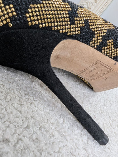 Dsquared 2 Black and Gold Studded Pump. Size 38.