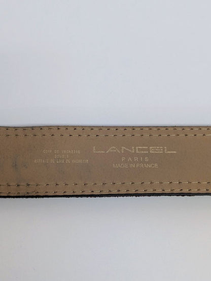 Lancel Brown Leather Gold Buckle Belt