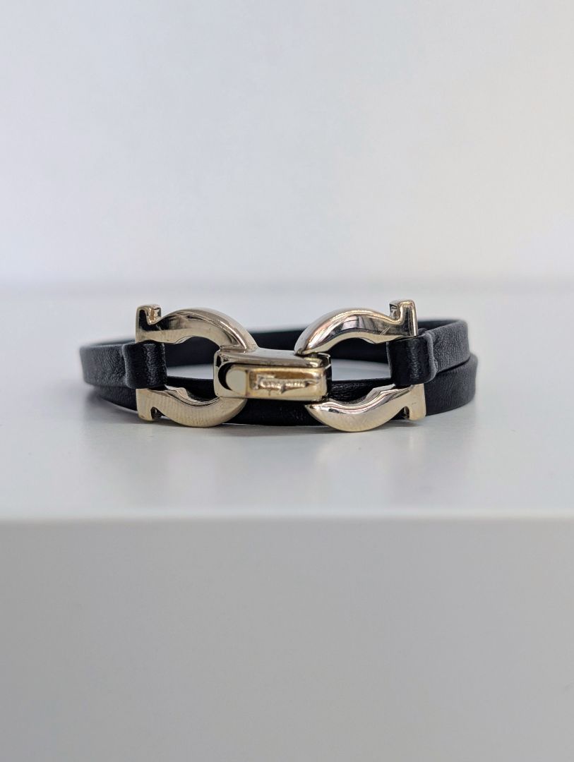 Salvatore Ferragamo Double Wrap Gancini Leather Bracelet