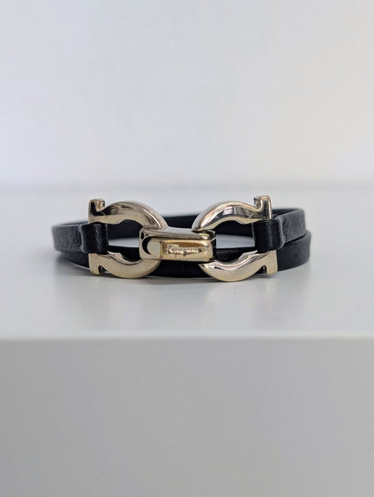 Salvatore Ferragamo Double Wrap Gancini Leather Bracelet
