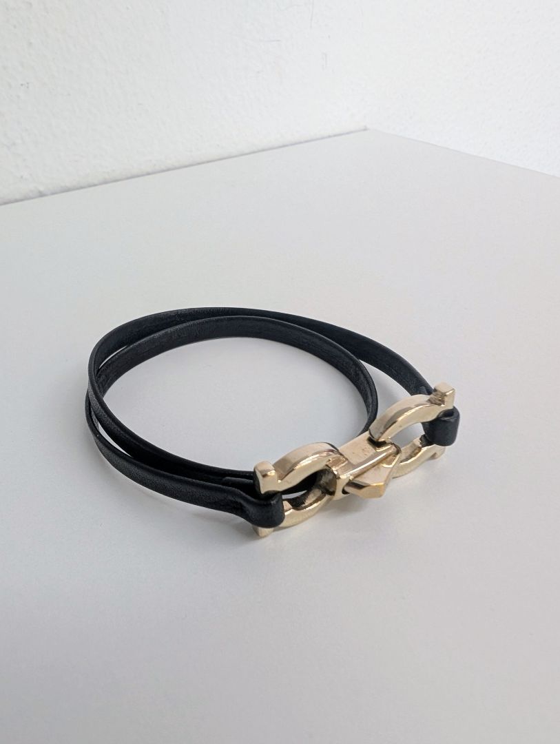 Salvatore Ferragamo Double Wrap Gancini Leather Bracelet