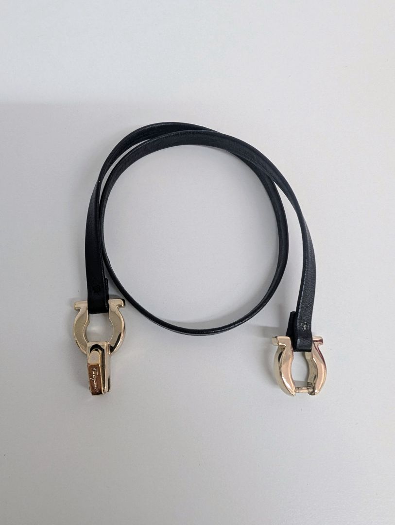 Salvatore Ferragamo Double Wrap Gancini Leather Bracelet