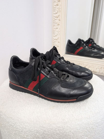 Gucci Black Stripe Guccissima Sneakers. Size 40.