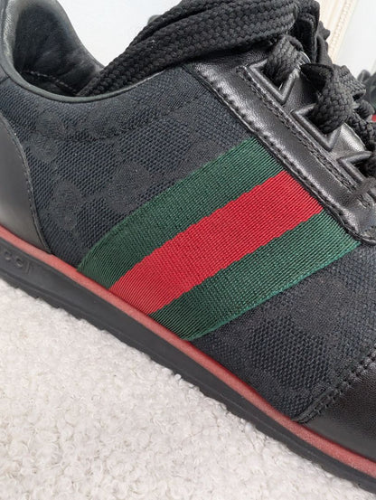 Gucci Black Stripe Guccissima Sneakers. Size 40.