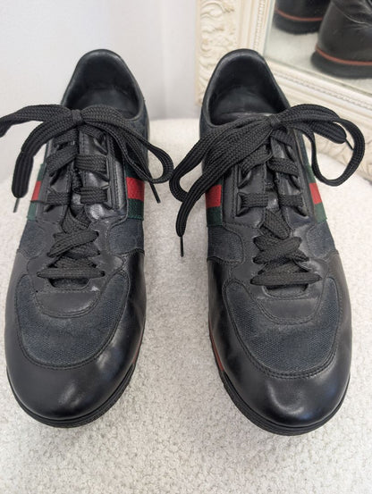 Gucci Black Stripe Guccissima Sneakers. Size 40.