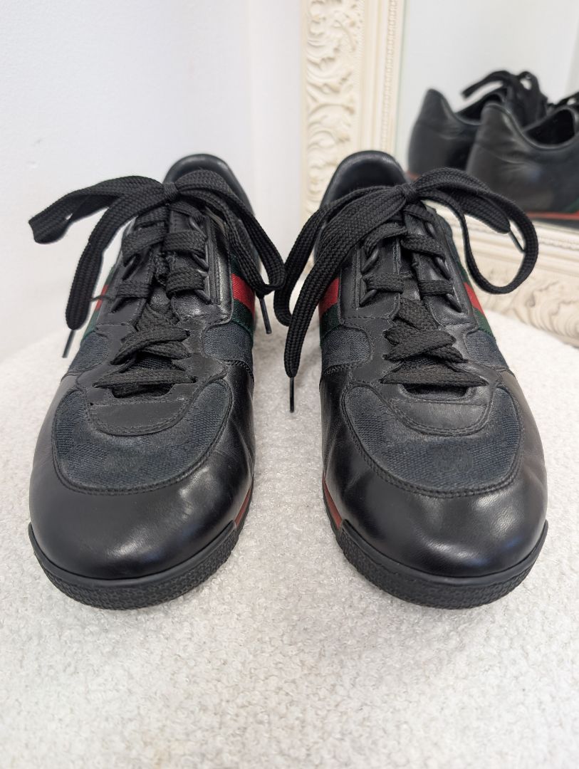 Gucci Black Stripe Guccissima Sneakers. Size 40.