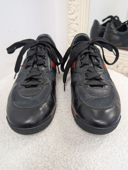 Gucci Black Stripe Guccissima Sneakers. Size 40.
