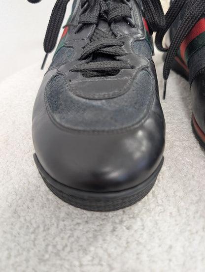 Gucci Black Stripe Guccissima Sneakers. Size 40.