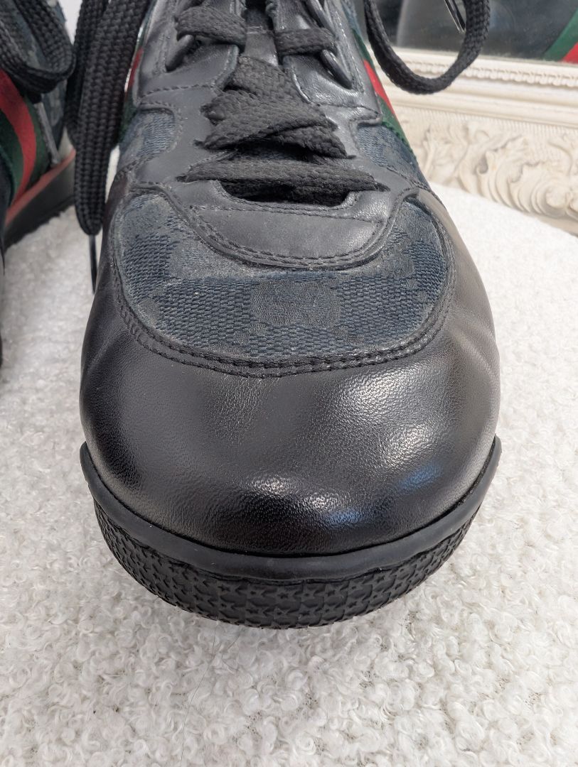 Gucci Black Stripe Guccissima Sneakers. Size 40.