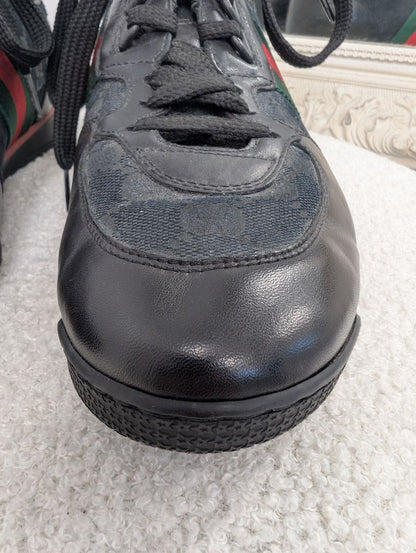 Gucci Black Stripe Guccissima Sneakers. Size 40.