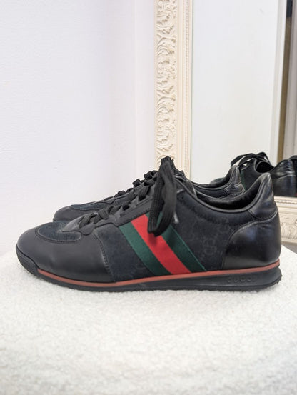 Gucci Black Stripe Guccissima Sneakers. Size 40.