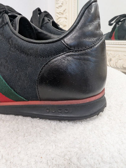 Gucci Black Stripe Guccissima Sneakers. Size 40.