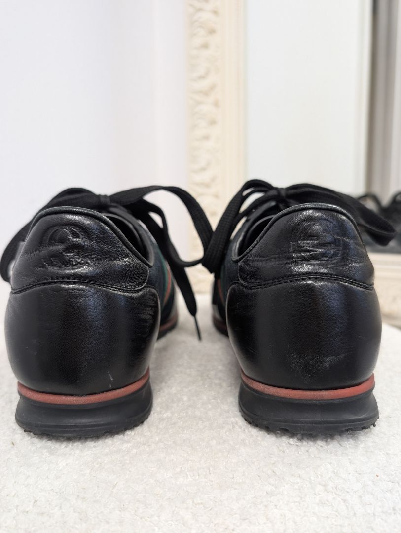 Gucci Black Stripe Guccissima Sneakers. Size 40.