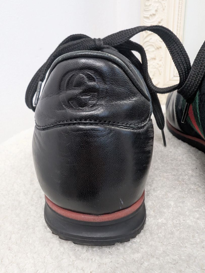 Gucci Black Stripe Guccissima Sneakers. Size 40.
