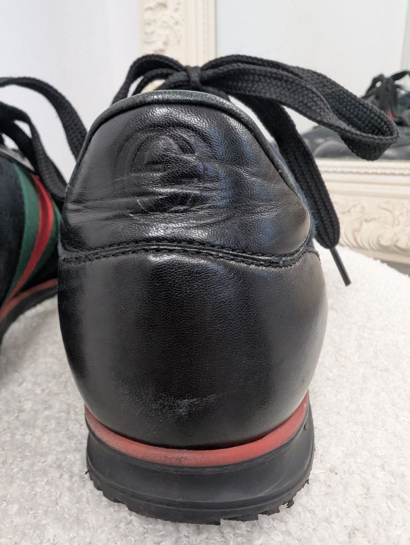 Gucci Black Stripe Guccissima Sneakers. Size 40.