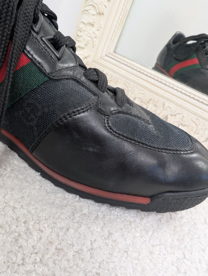 Gucci Black Stripe Guccissima Sneakers. Size 40.