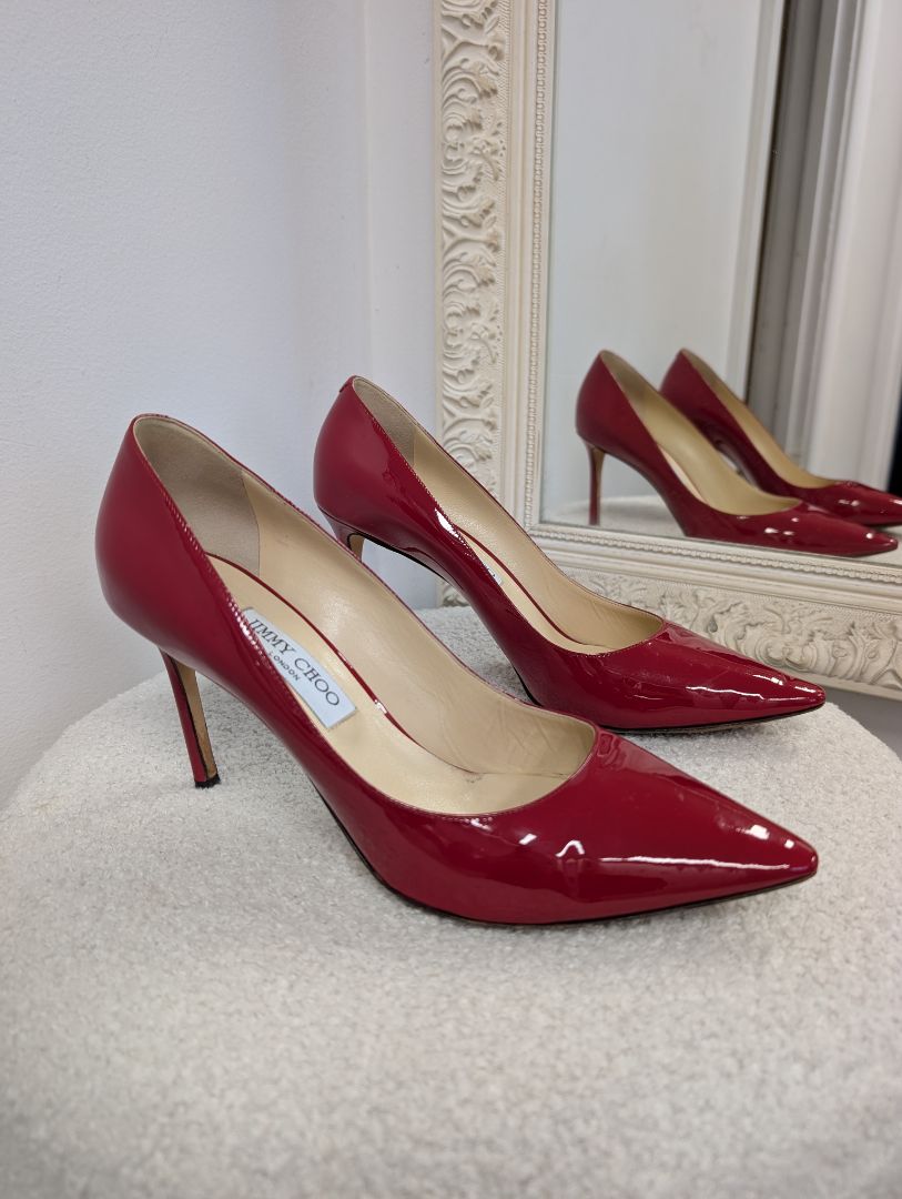 Jimmy Choo Red Patent Leather Pumps. Size 40.5.