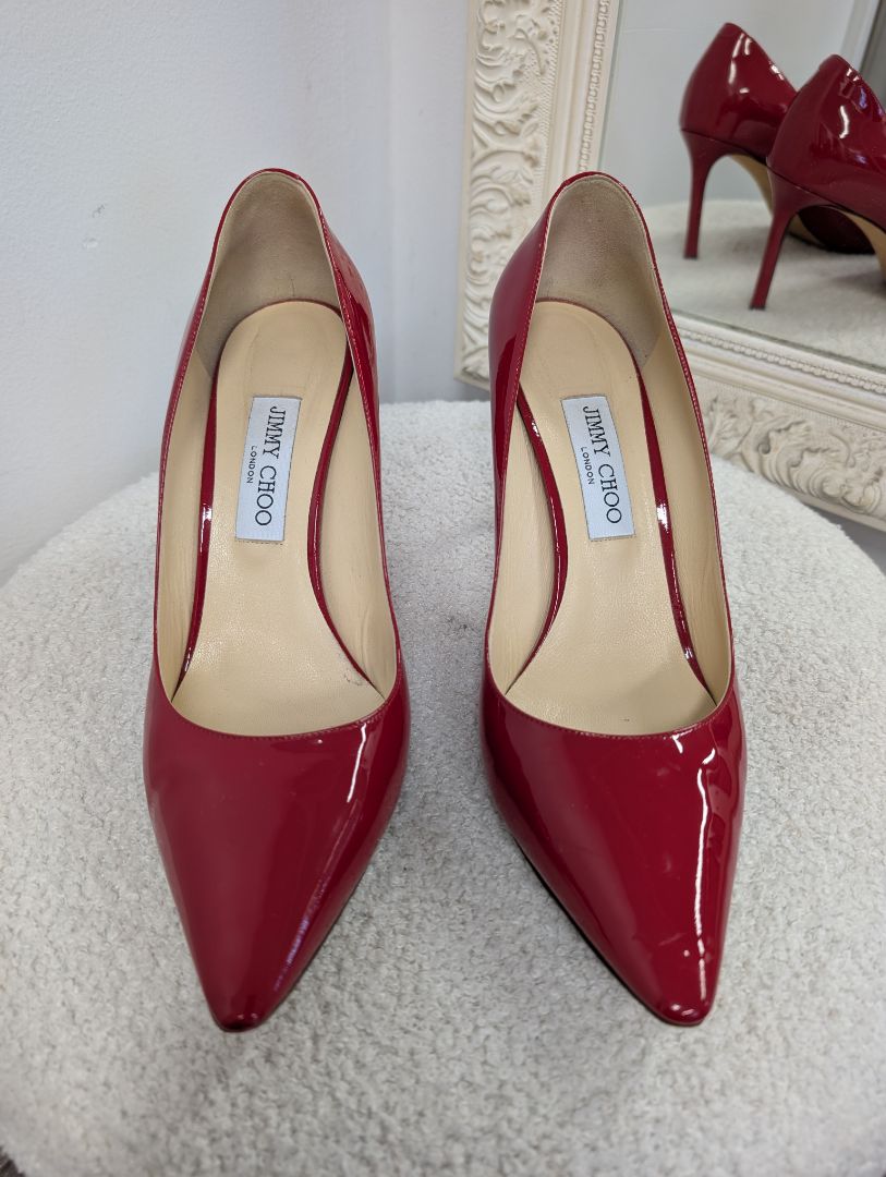 Jimmy Choo Red Patent Leather Pumps. Size 40.5.