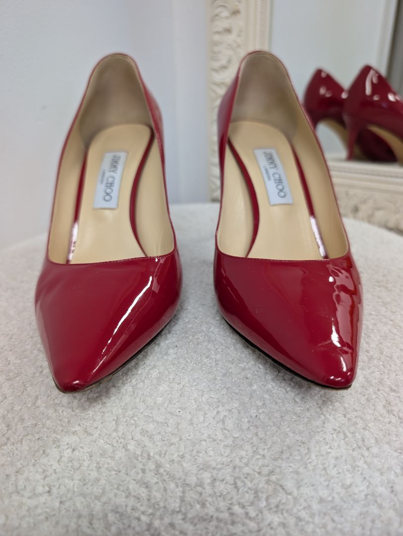 Jimmy Choo Red Patent Leather Pumps. Size 40.5.