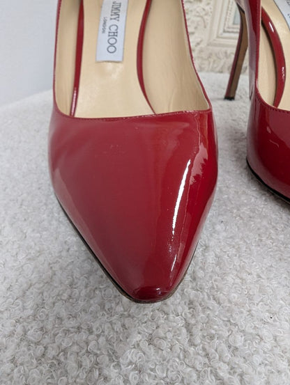 Jimmy Choo Red Patent Leather Pumps. Size 40.5.