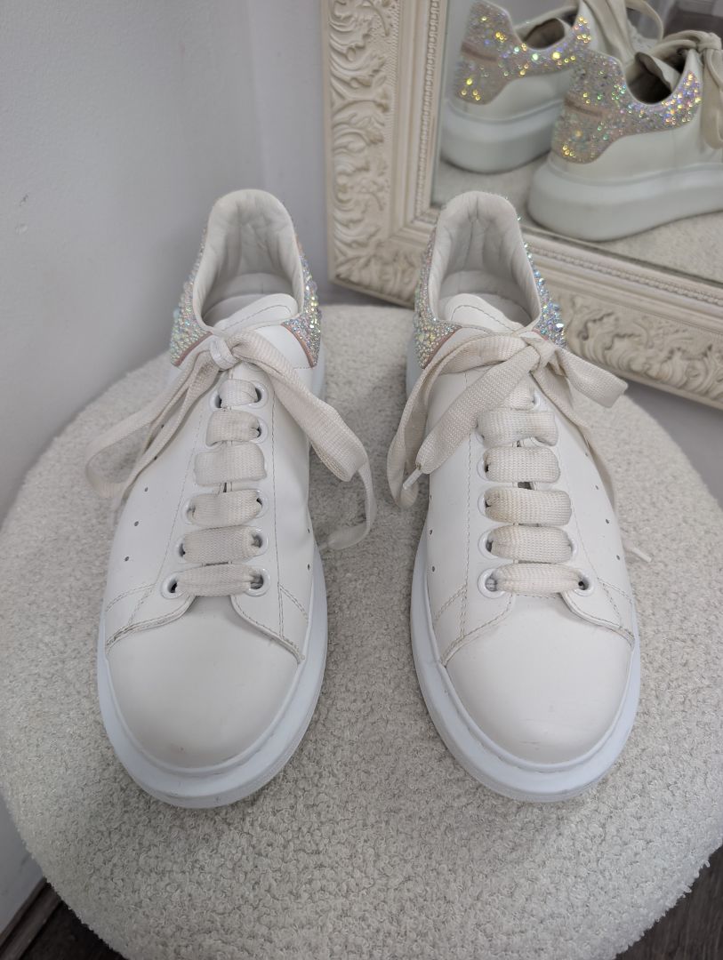 Alexander McQueen Oversized Lace Up Embellished Sneakers. Size 38.