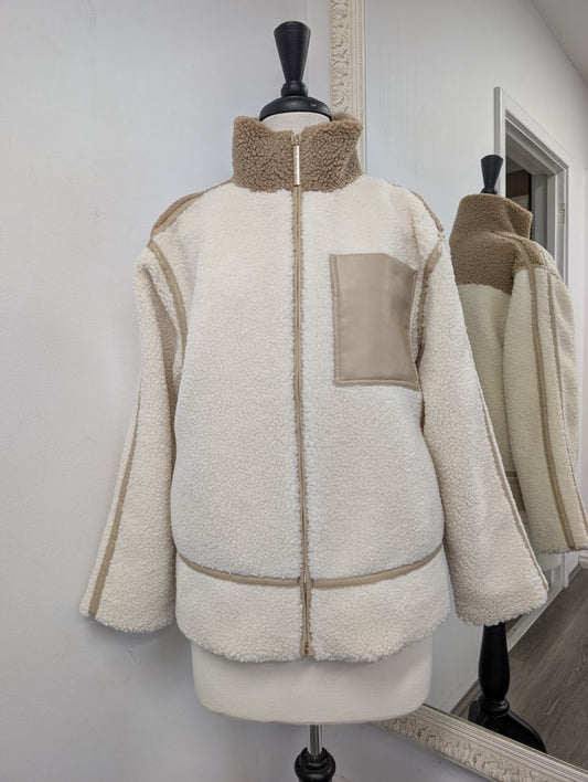 Aje Athletica  Panelled Sherpa Jacket. Size 6.