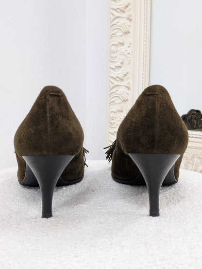 Hermes Suede Tassel Pumps. Size 39.