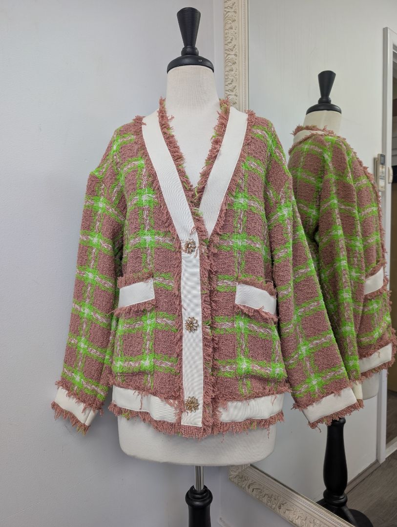 Essential Antwerp Folivia Check Cardigan Jacket. Size 6.